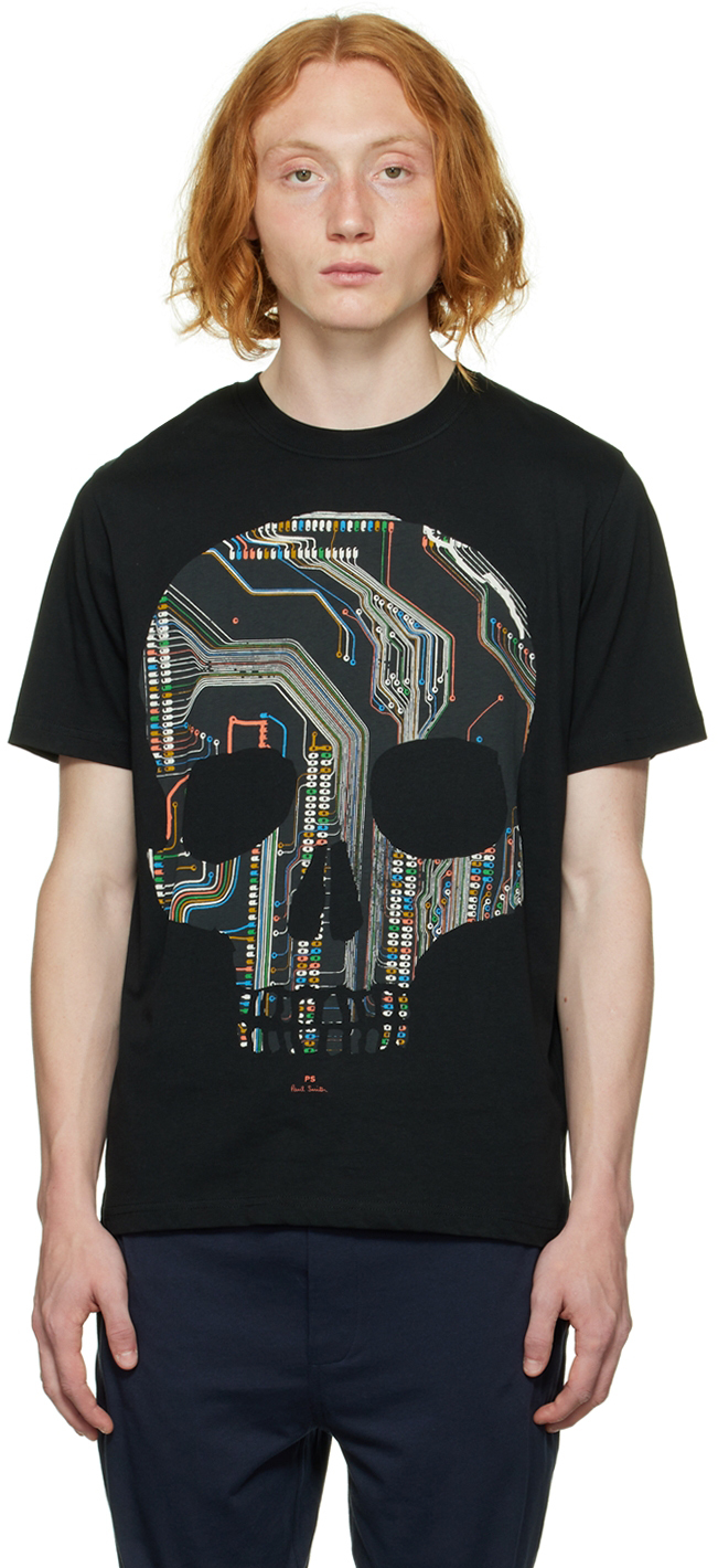 PS by Paul Smith: Black Circuit Skull T-Shirt | SSENSE