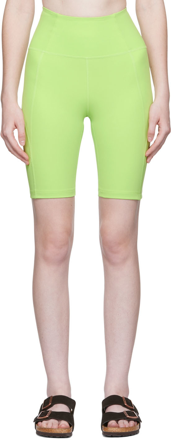 Girlfriend Collective High Rise Stretch Tech Running Shorts In Light Green