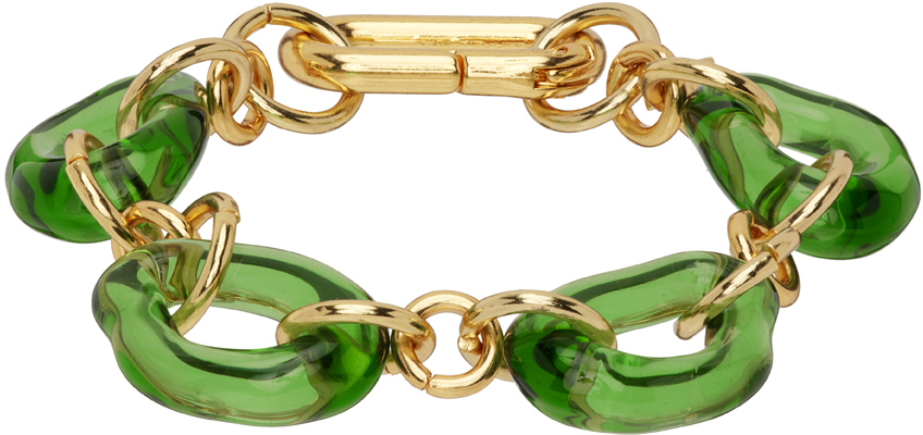 SSENSE Men Accessories Jewelry Bracelets Green VLogo Bracelet 