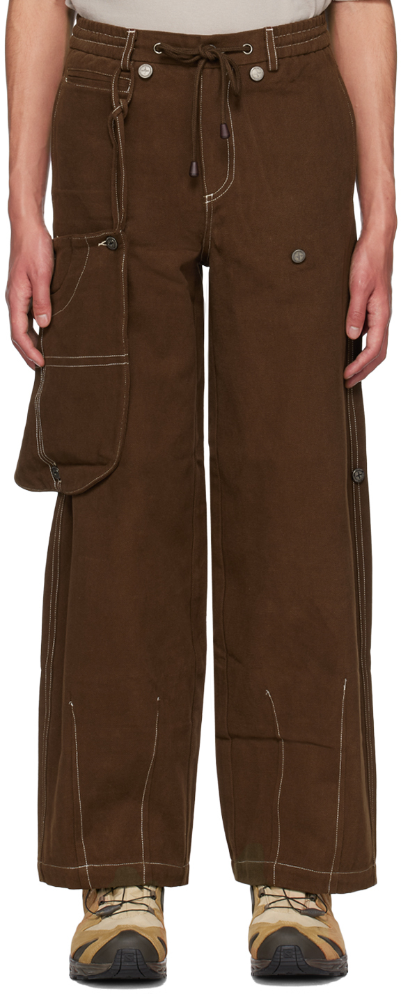 Tombogo Green Tote Bag Trousers In Brown