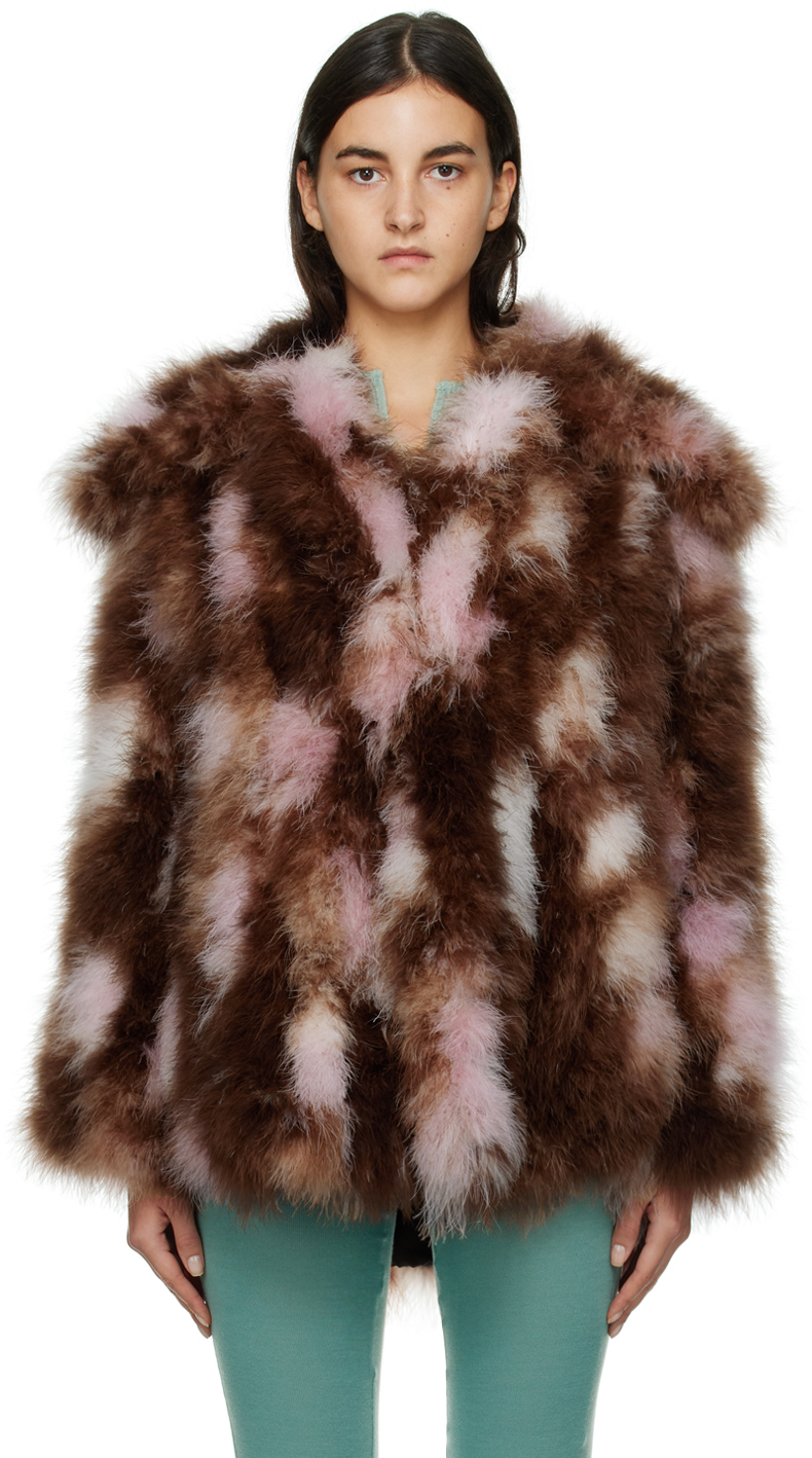 16Arlington Brown & Pink Genoa Feather Coat