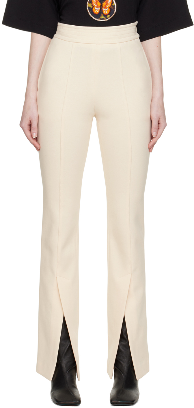 Lvir Off-white Slit Trousers In Yellow