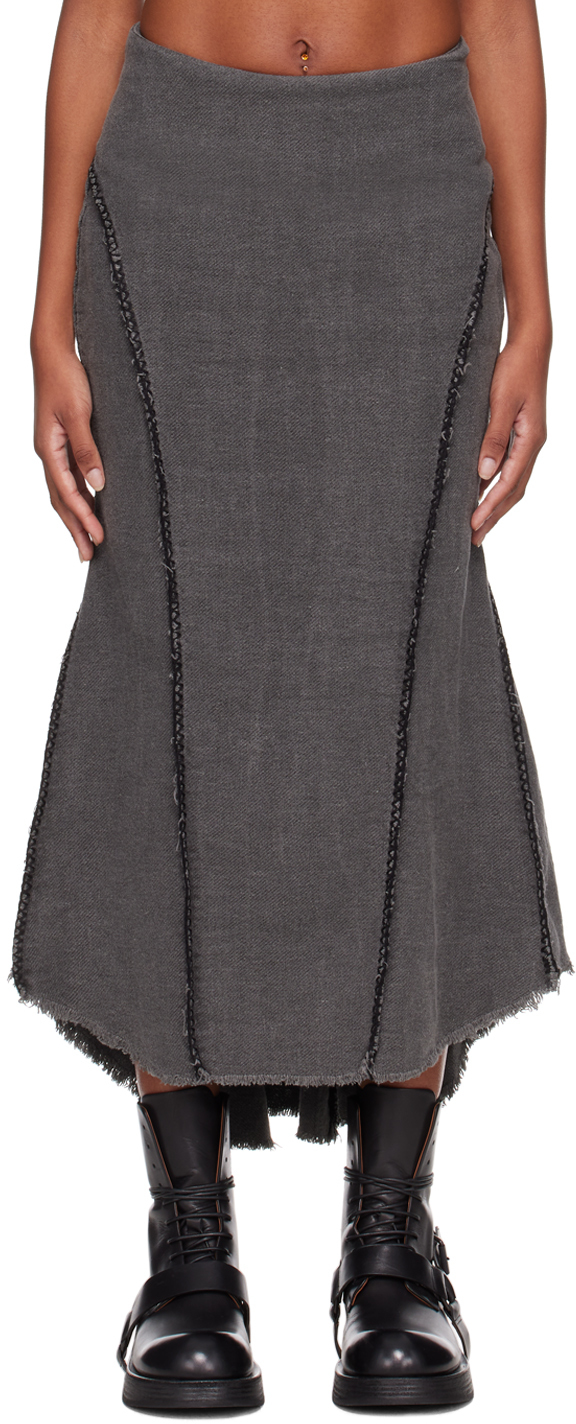 Gray Waist Bag Midi Skirt by Hyein Seo on Sale