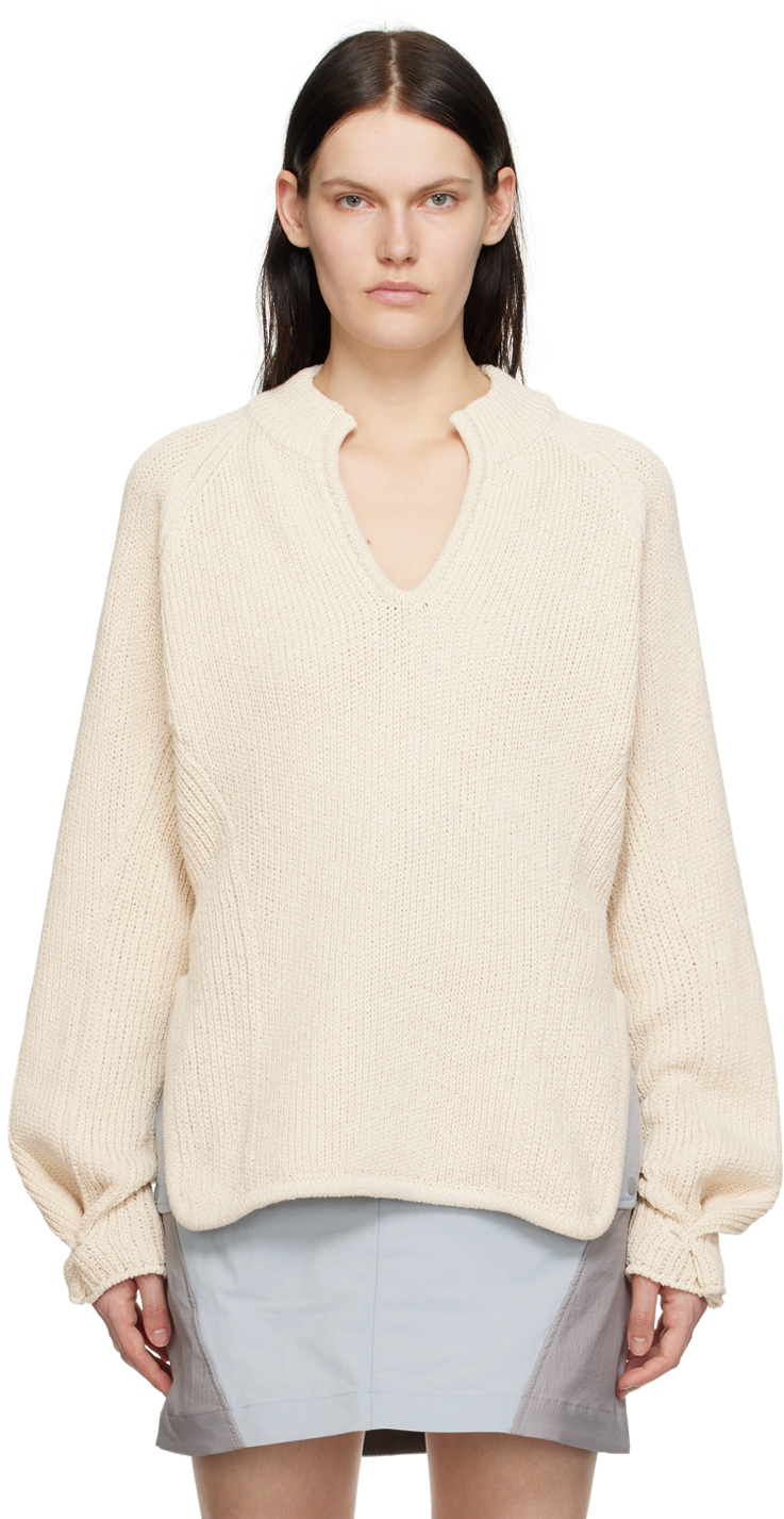 Hyein Seo Beige Oversized Sweater In Ivory