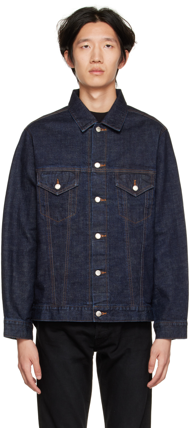 Uniform Experiment: Indigo Paneled Denim Jacket | SSENSE Canada