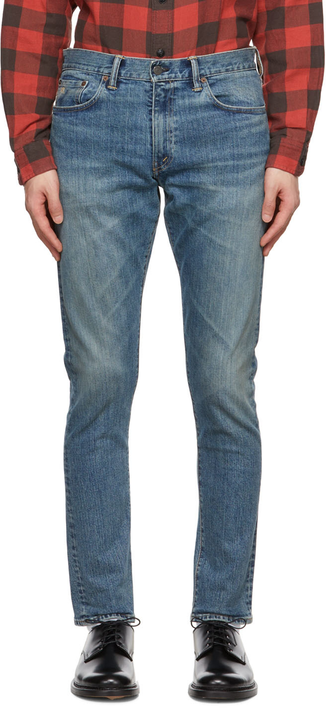 RRL: Blue Slim-Fit Jeans | SSENSE