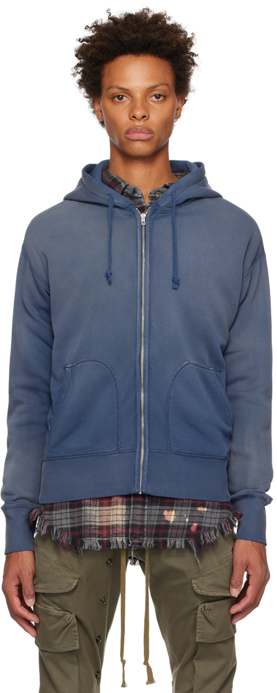 RRL: Navy Zip Hoodie | SSENSE