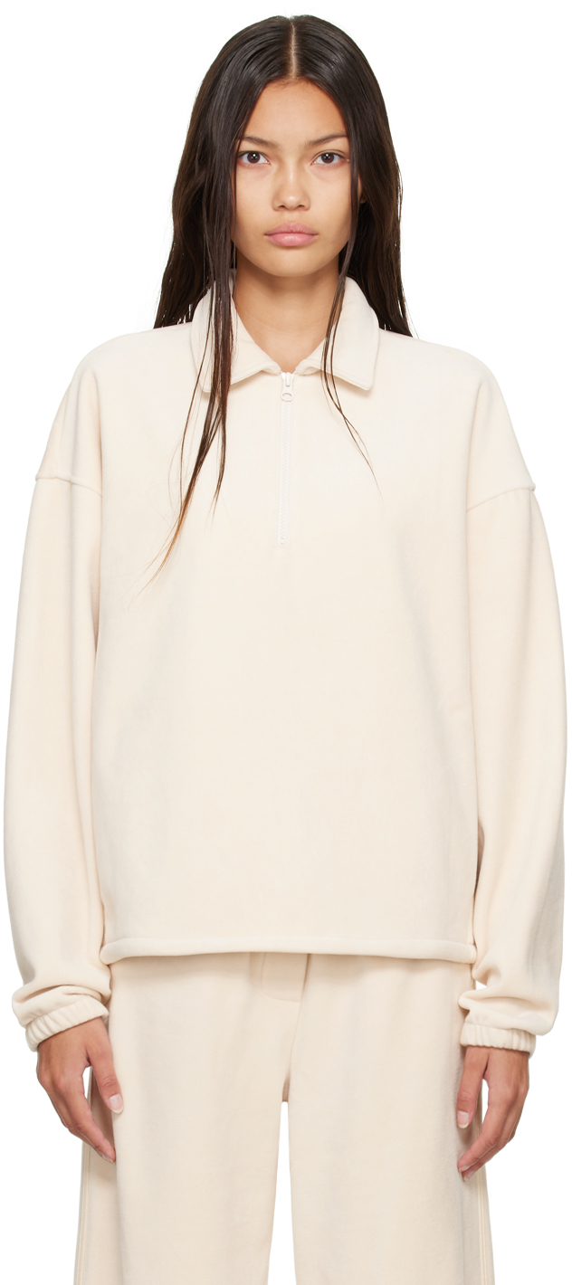 AMOMENTO Beige Half-Zip Sweater