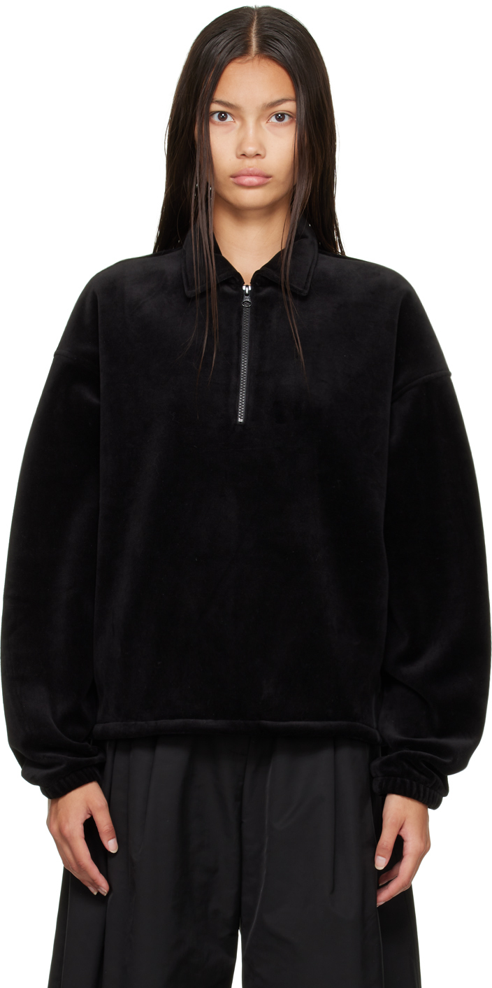 AMOMENTO Black Half-Zip Sweater