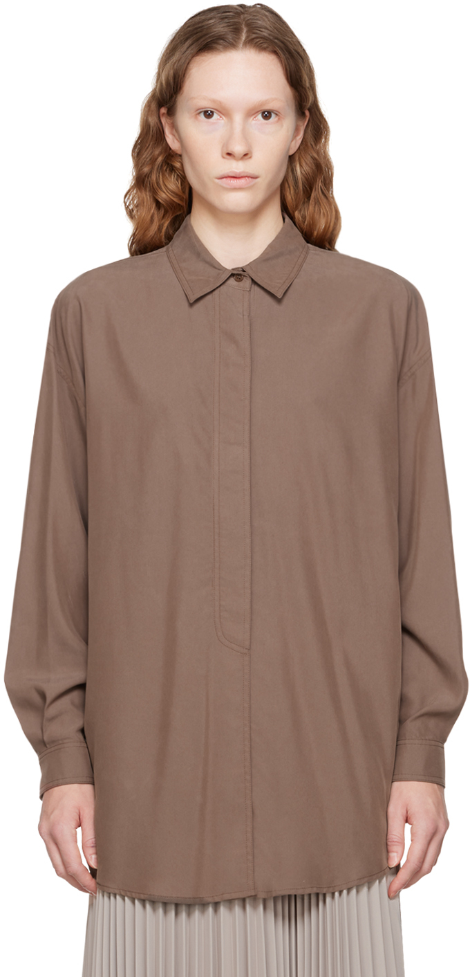 AMOMENTO Brown Button Up Shirt
