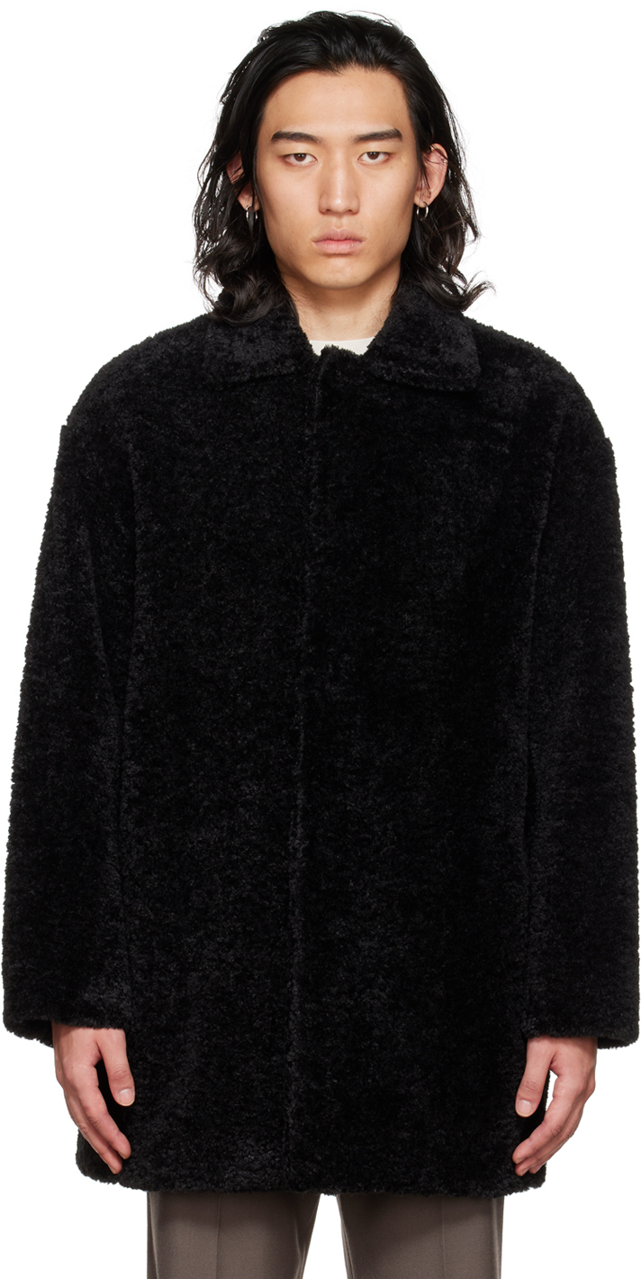 Black Oversized Coat by AMOMENTO on Sale
