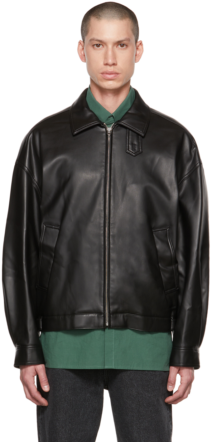 AMOMENTO Black Zip Faux-Leather Jacket | Smart Closet