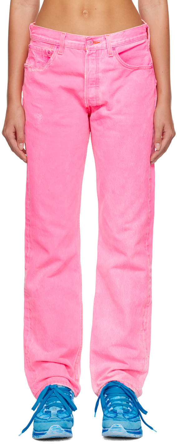 Notsonormal Pink High Jeans In Neon Rosa