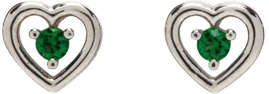 Numbering SSENSE Exclusive Silver & Green #3216 Earrings