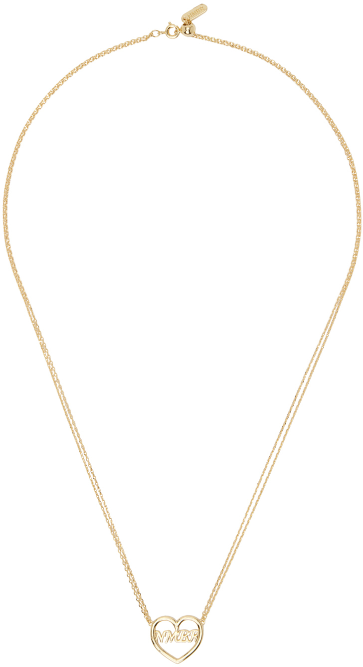 Numbering Gold Logo Heart Pendant Necklace