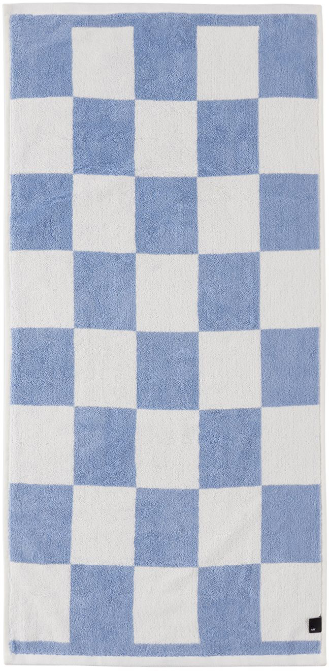 Blue & White Check Hand Towel by HAY SSENSE