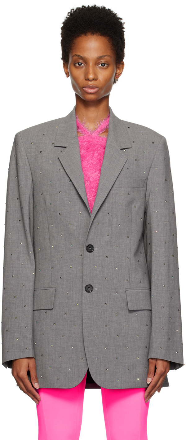MSGM: Gray Studded Blazer | SSENSE UK