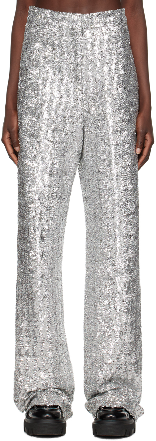 MSGM Silver Sequin Trousers
