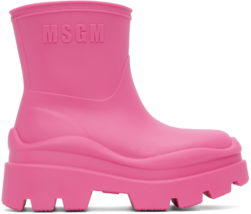 Msgm Pink Supergomma Boots In 15 Fuschia
