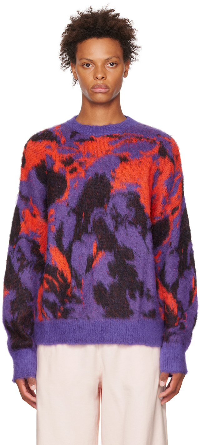 MSGM Red & Purple Acid Marble Drill Sweater
