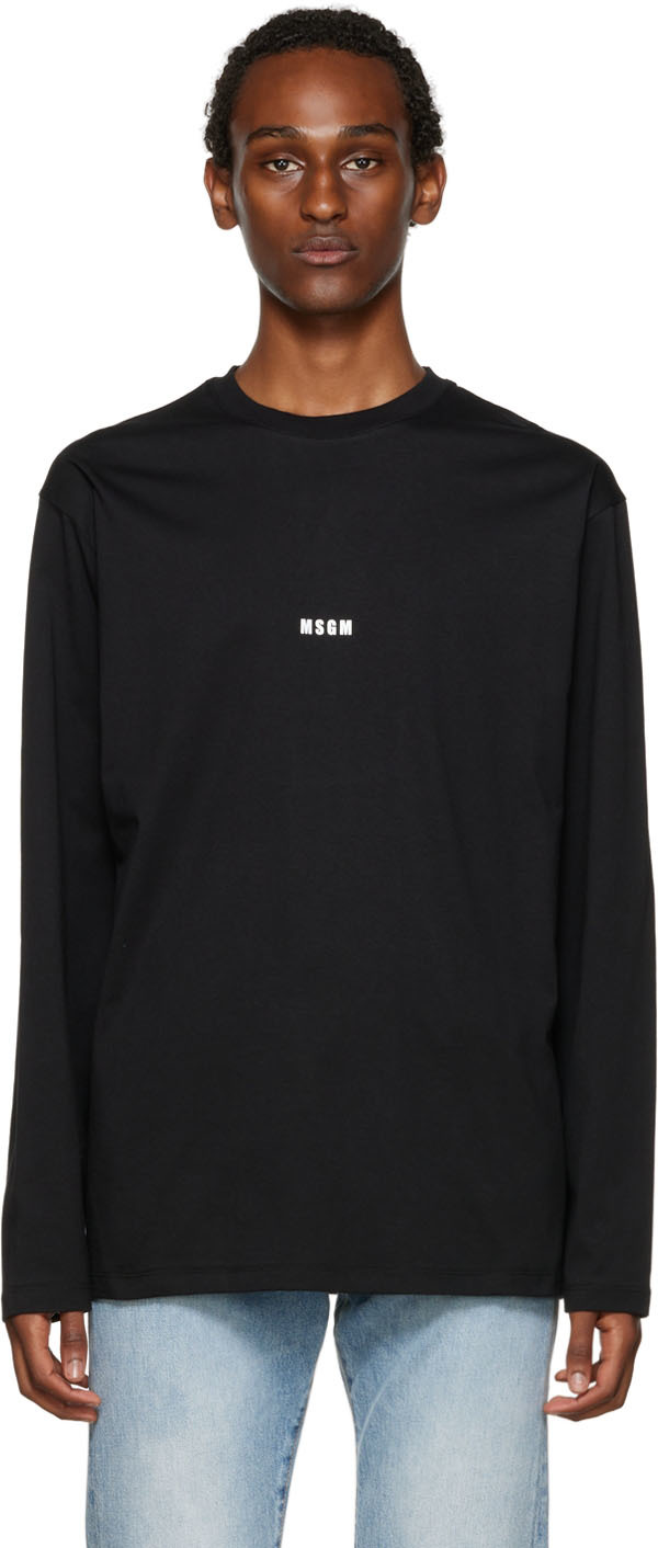MSGM Black Logo Long Sleeve T-Shirt