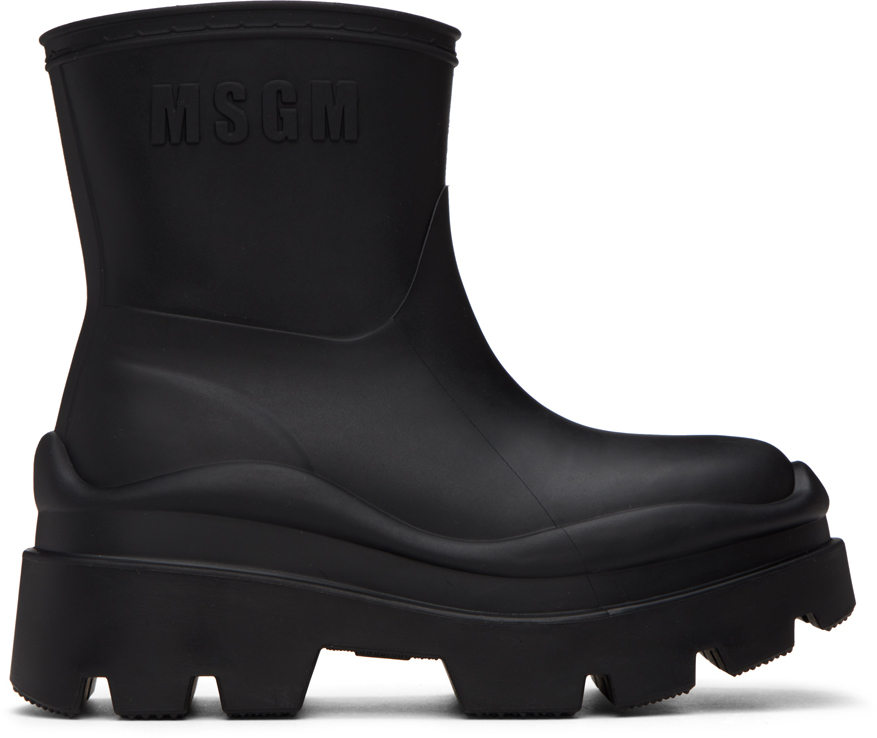 Msgm Rain Ankle Boots In Black