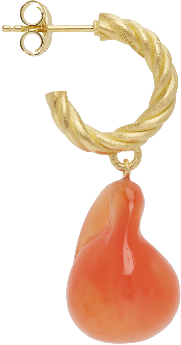 Gold & Orange Hoop Single Earring