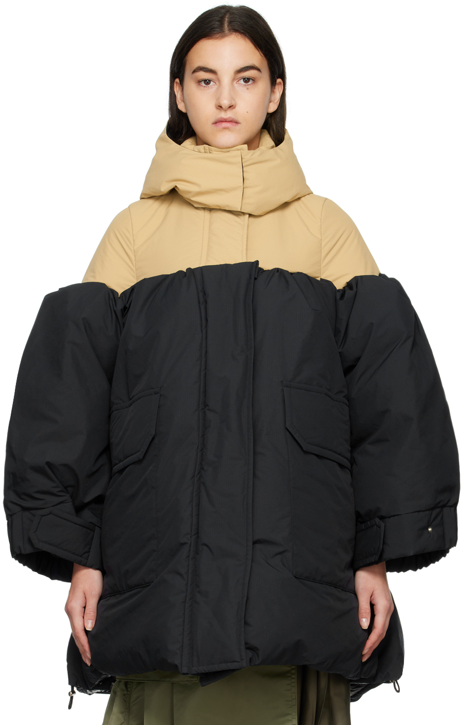 Beige & Black Padded Jacket