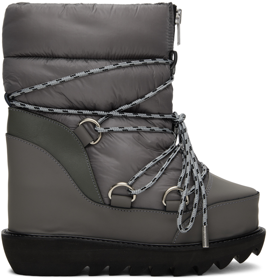 Gray Lace-Up Ankle Boots