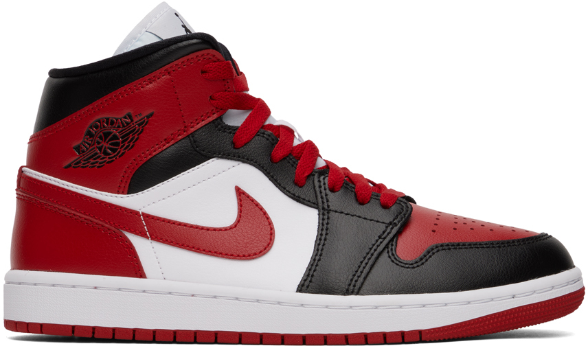 Nike Black & Red Air Jordan 1 Mid Sneakers In Black/gym Red-white ...