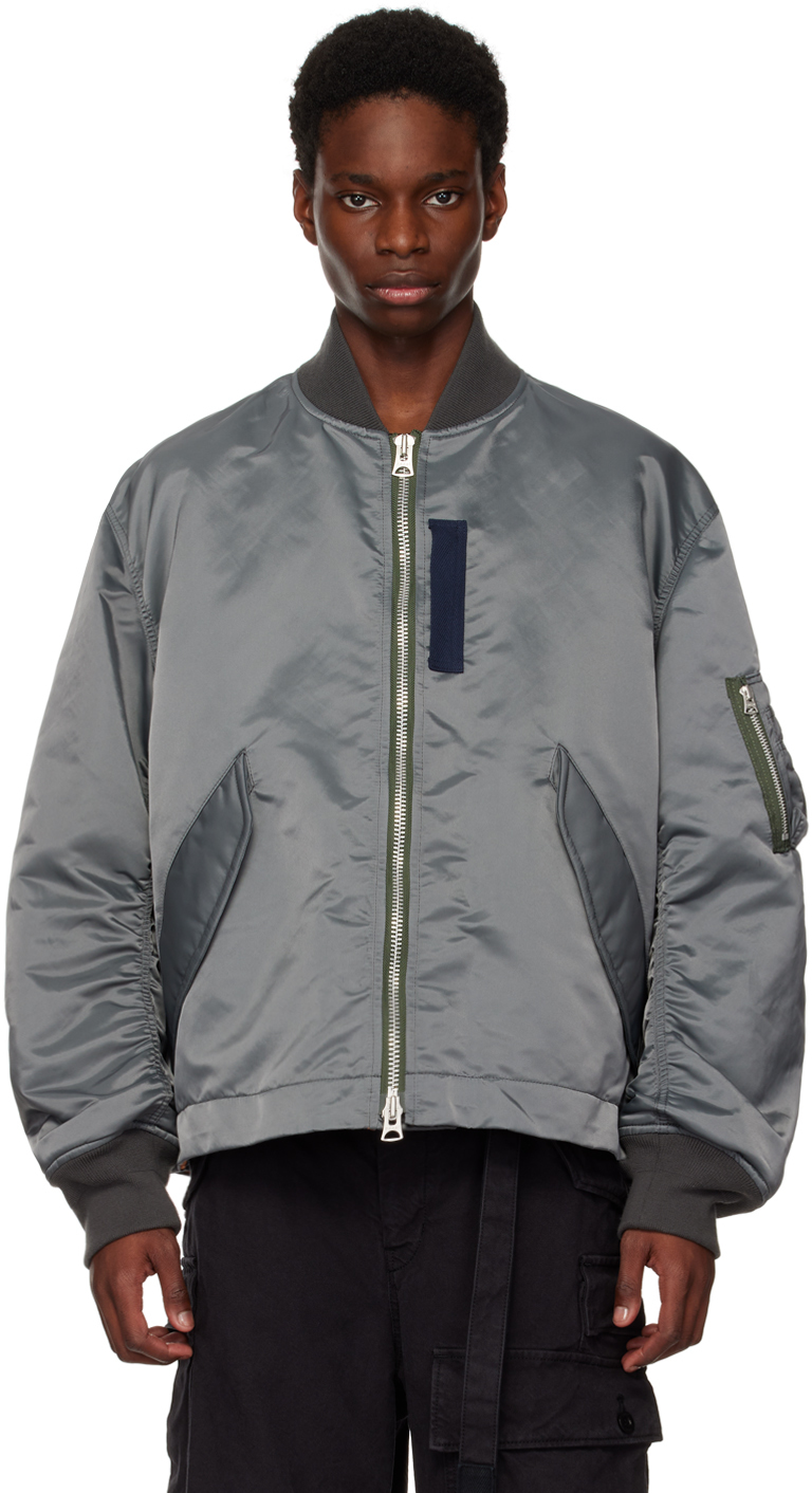 sacai Gray Relaxed-Fit Bomber Jacket