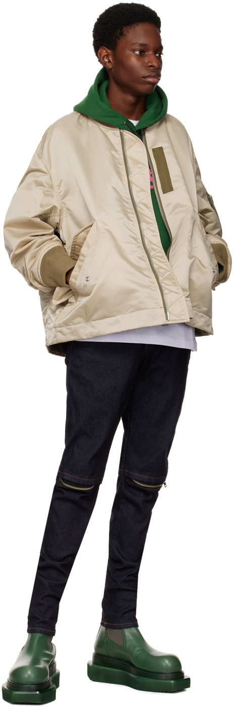 sacai ベージュ リラックスフィット ボンバージャケット