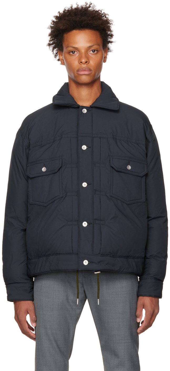 sacai: Black Quilted Jacket | SSENSE Canada