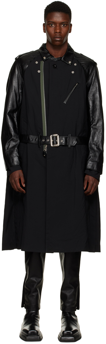 sacai Black Schott Edition Suiting Leather Jacket