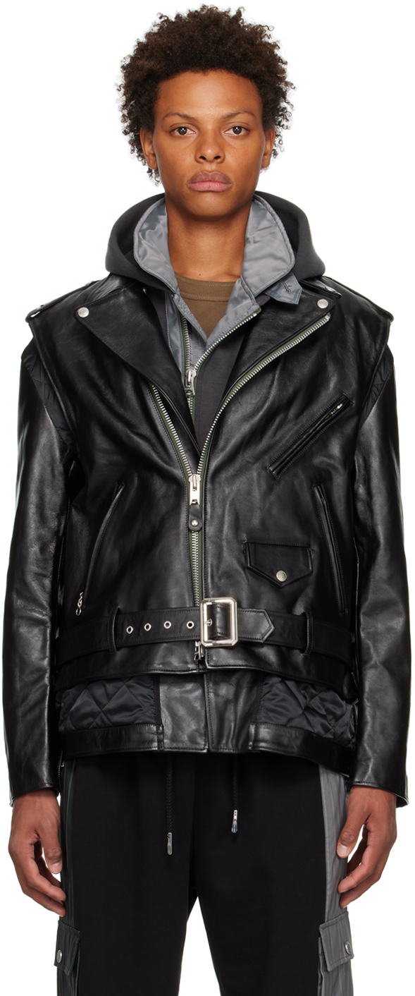sacai Black Schott Leather Jacket