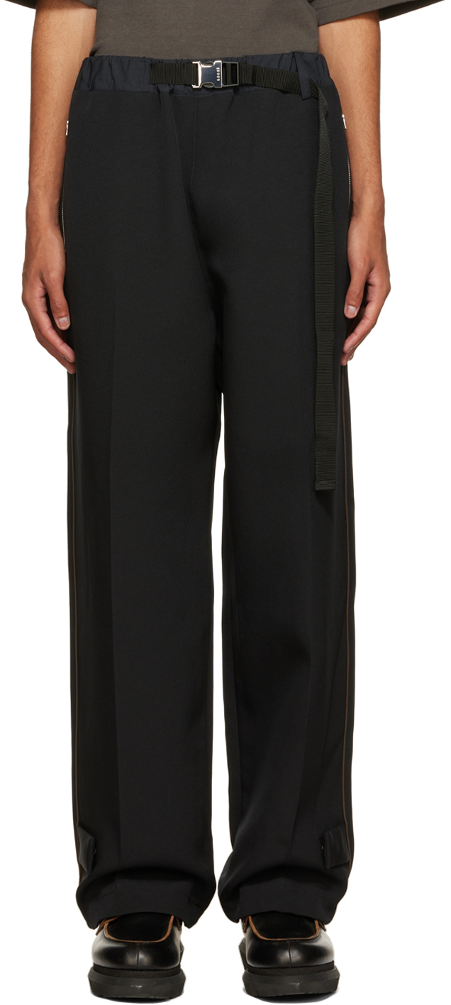 sacai: Black Belted Lounge Pants | SSENSE Canada