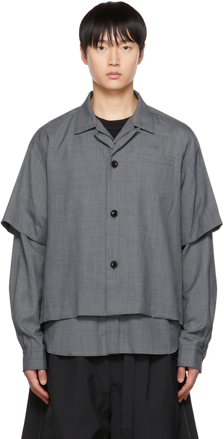 sacai Gray Suiting Layered Shirt