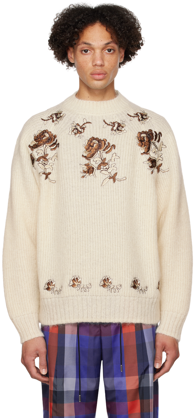 Off-White Flower Embroidery Sweater