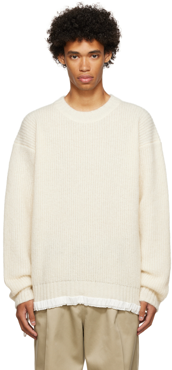 Off-White Rib Sweater by sacai on Sale
