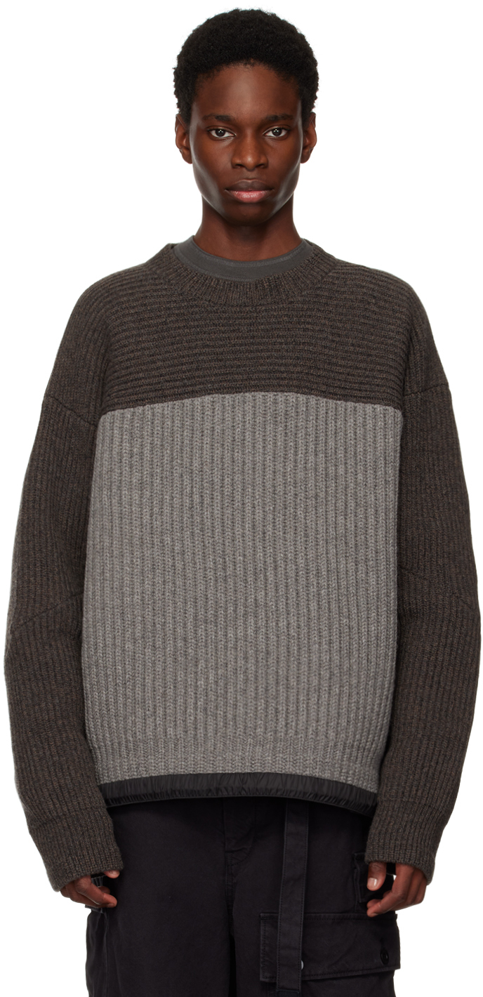 sacai Brown & Gray Sports Mix Sweater