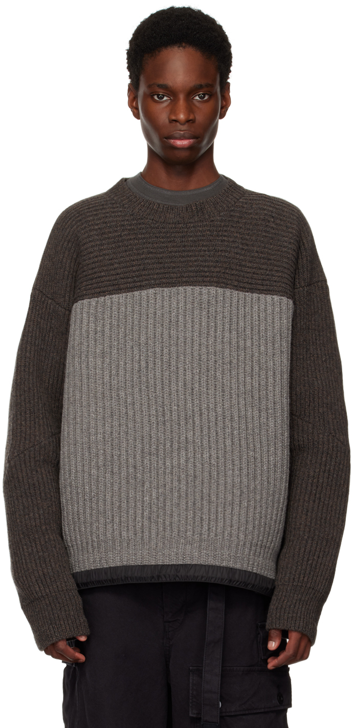 Brown & Gray Sports Mix Sweater by sacai on Sale