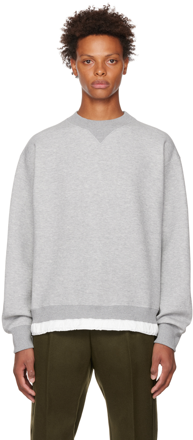 sacai Gray Drawstring Sweatshirt