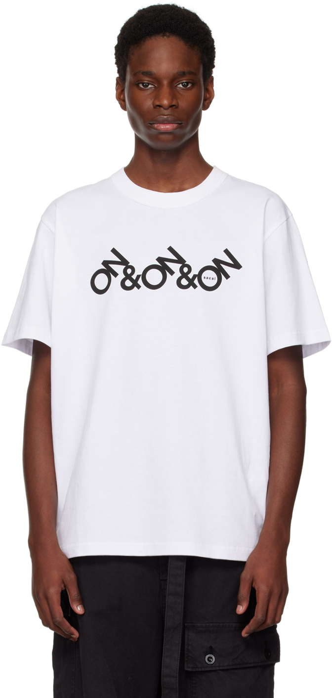 White On & On & On T-Shirt by sacai on Sale