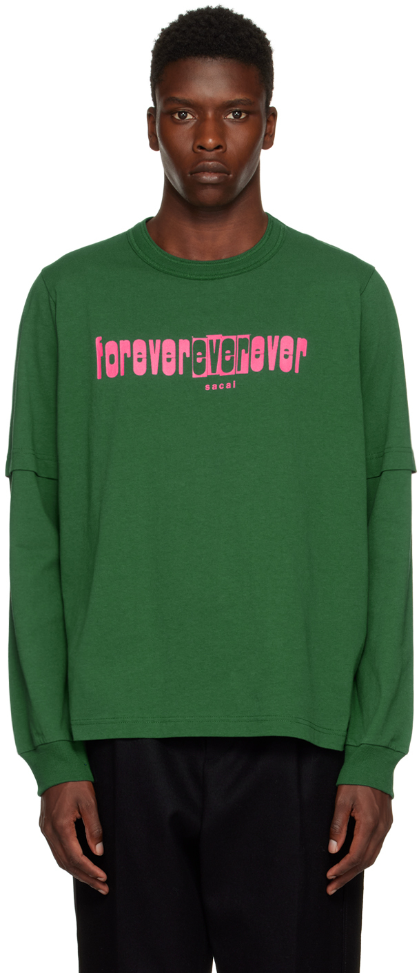 sacai Green Forever Long Sleeve T-Shirt