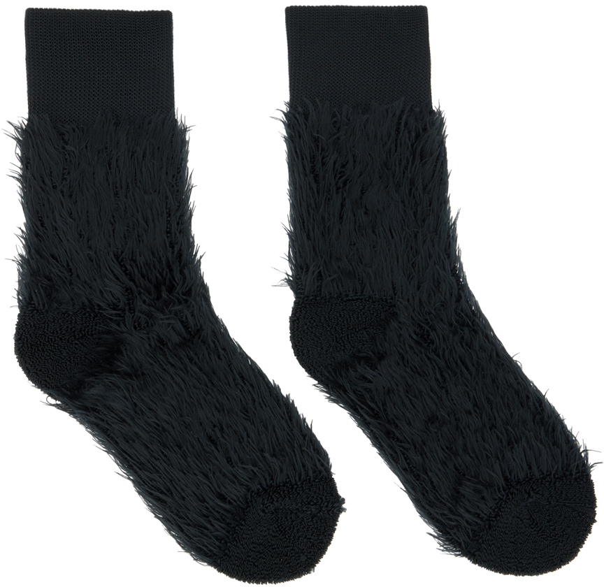 sacai Gray Faux-Shearling Socks