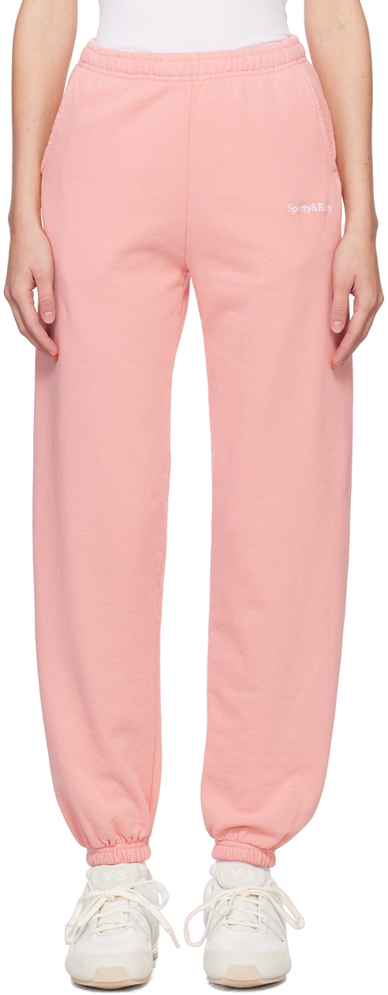 Sporty & Rich Pink Serif Lounge Pants