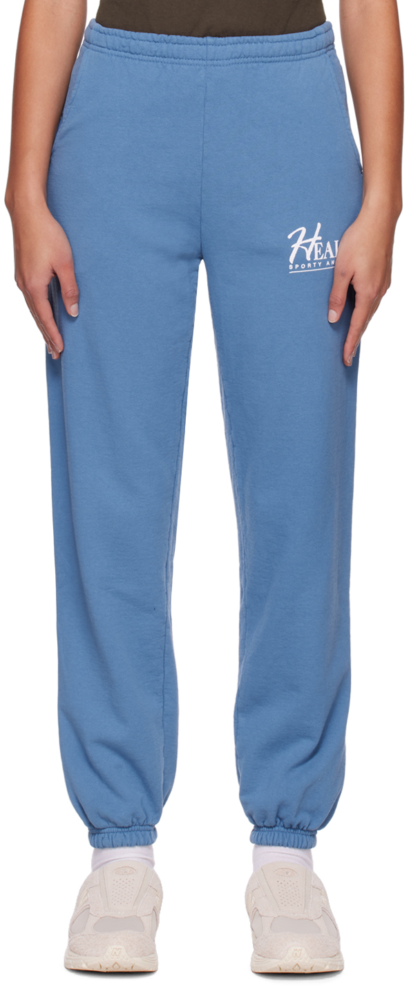 Sporty And Rich Big H Cotton Sweatpants In Blue