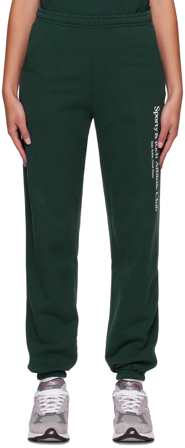 Sporty And Rich Athletic Club Cotton Sweatpants In Forest/white