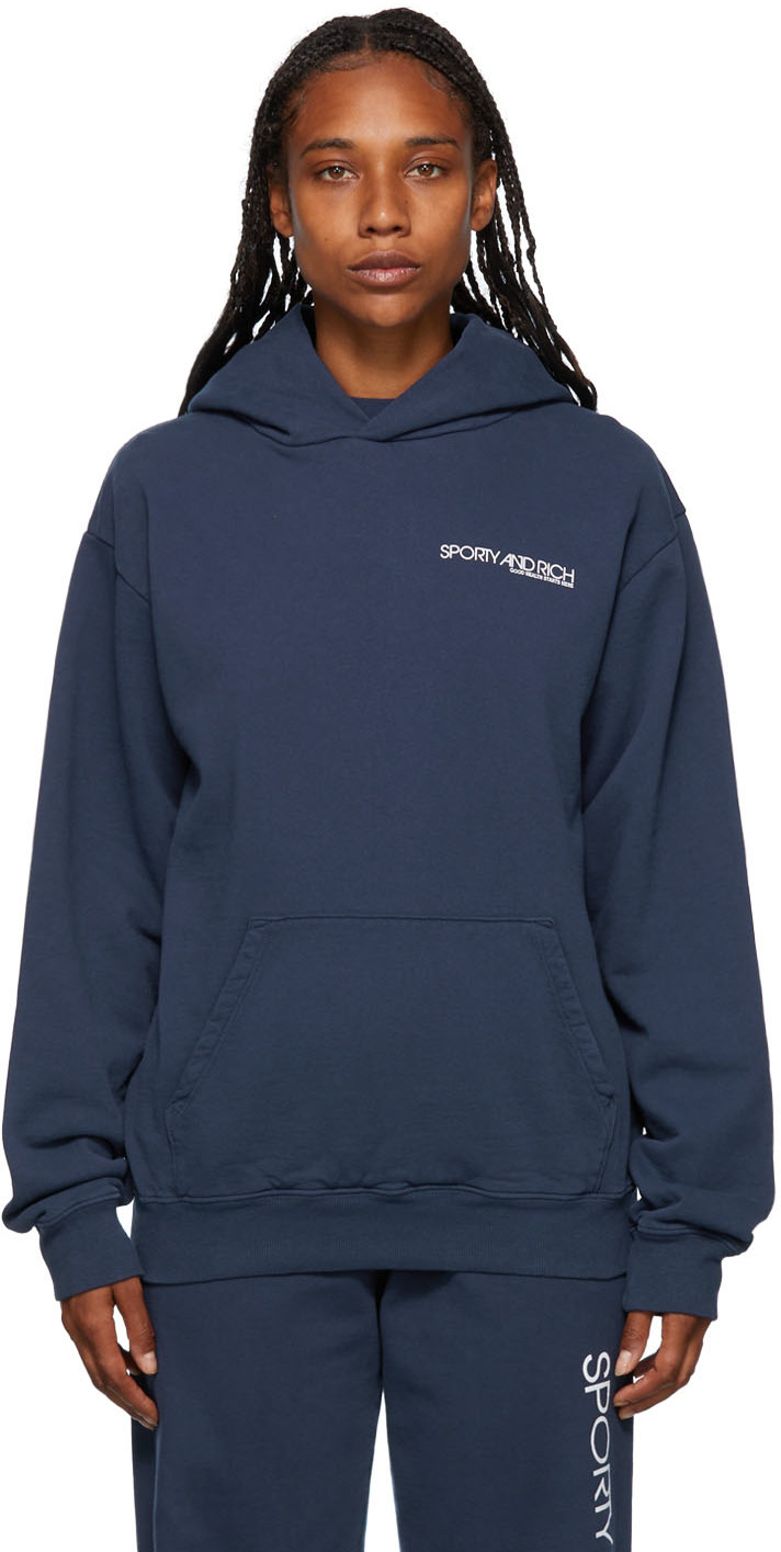 Navy Disco Hoodie by Sporty & Rich on Sale