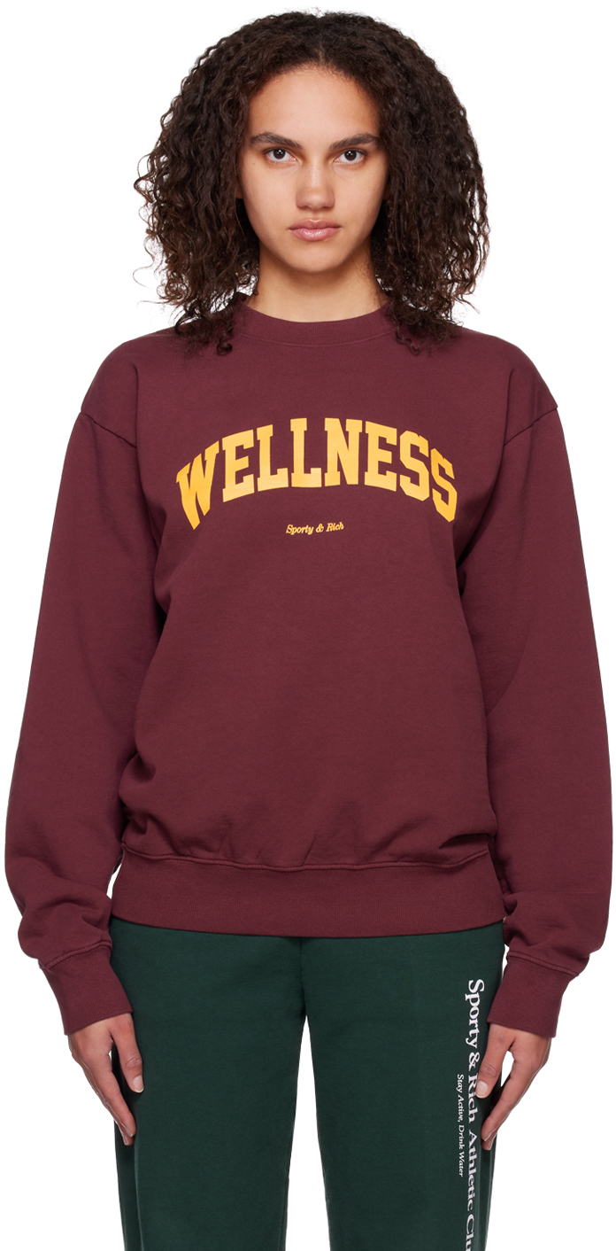 Sporty And Rich Sporty & Rich Logo Printed Crewneck Sweatshirt In Bordeaux